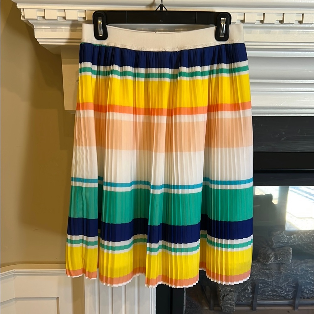 Merona Blue and White Midi A-Line Skirt